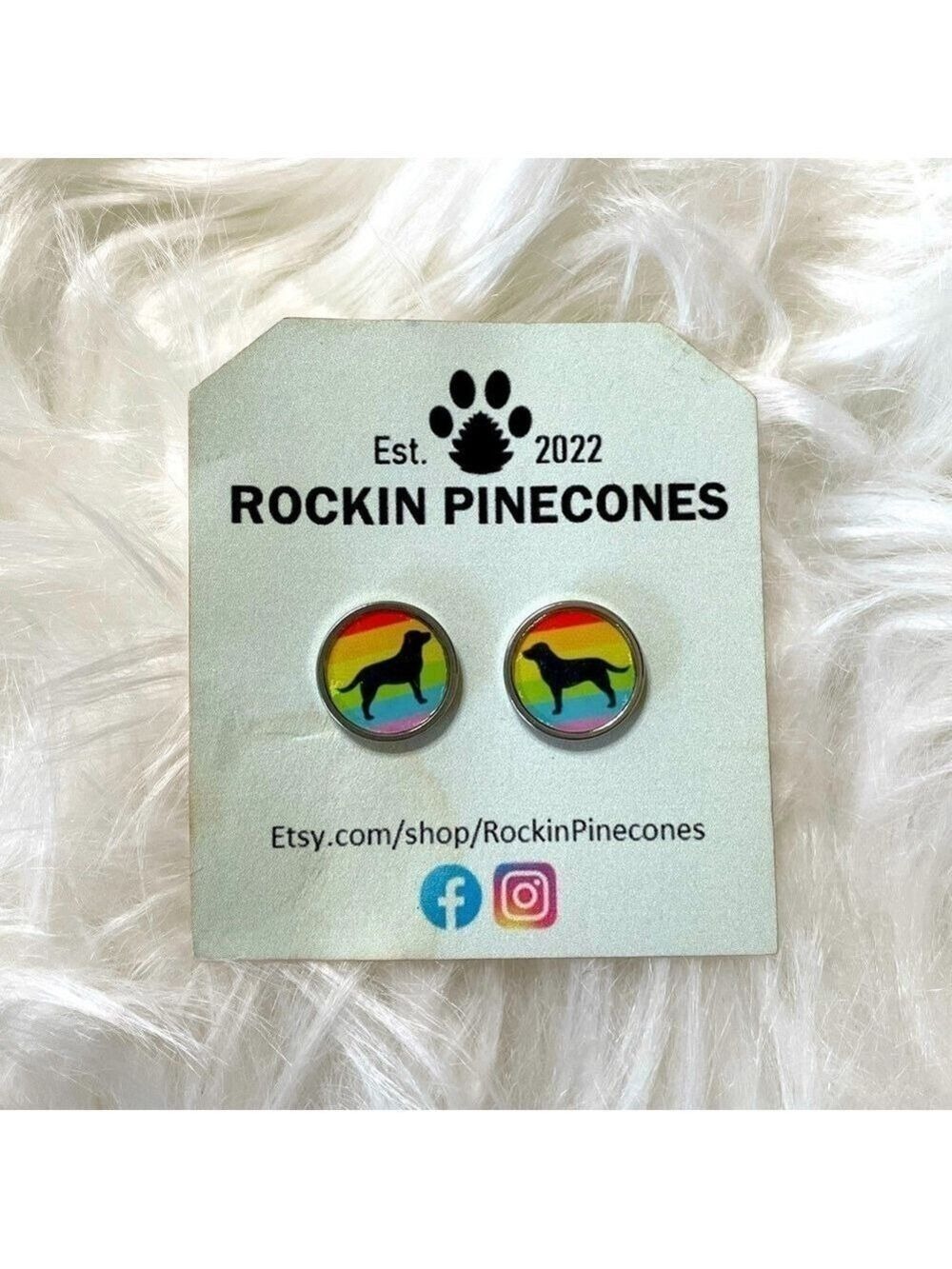 Earrings Dog Rainbow Pride LGBTQ Studs Posts Unisex New